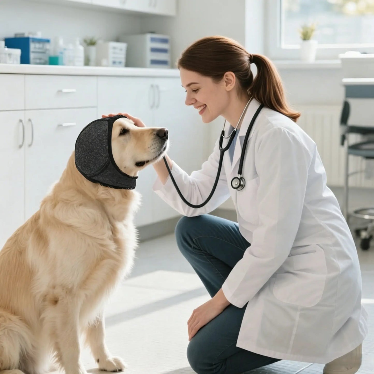 Dog Ear Protection Muffs for Noise Reduction, Adjustable and Comfortable Calming Hood for Dogs During Fireworks, Bathing, and Swimming