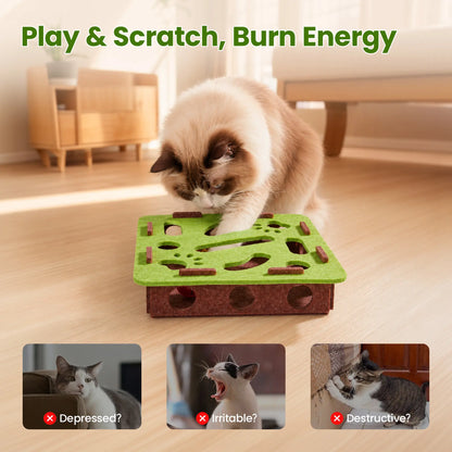 Potaroma Interactive Felt Maze Cat Puzzle Toy with Jingle Balls - Enrichment Activity for Kittens and Adult Cats to Alleviate Boredom and Promote Playfulness
