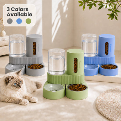 Kacoomi Gravity Pet Feeder and Water Dispenser Set for Cats and Small Dogs, 2-Pack with Large Capacity Stainless Steel Bowls