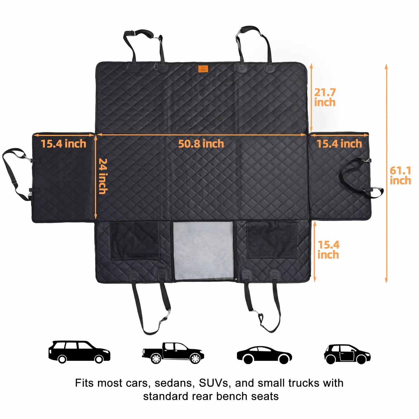Zvrpet Waterproof Dog Car Seat Cover with Mesh Window - Heavy Duty Scratch-Resistant Pet Hammock for SUVs and Trucks, Large Size, Non-Slip Design with High-Strength PP Support Board