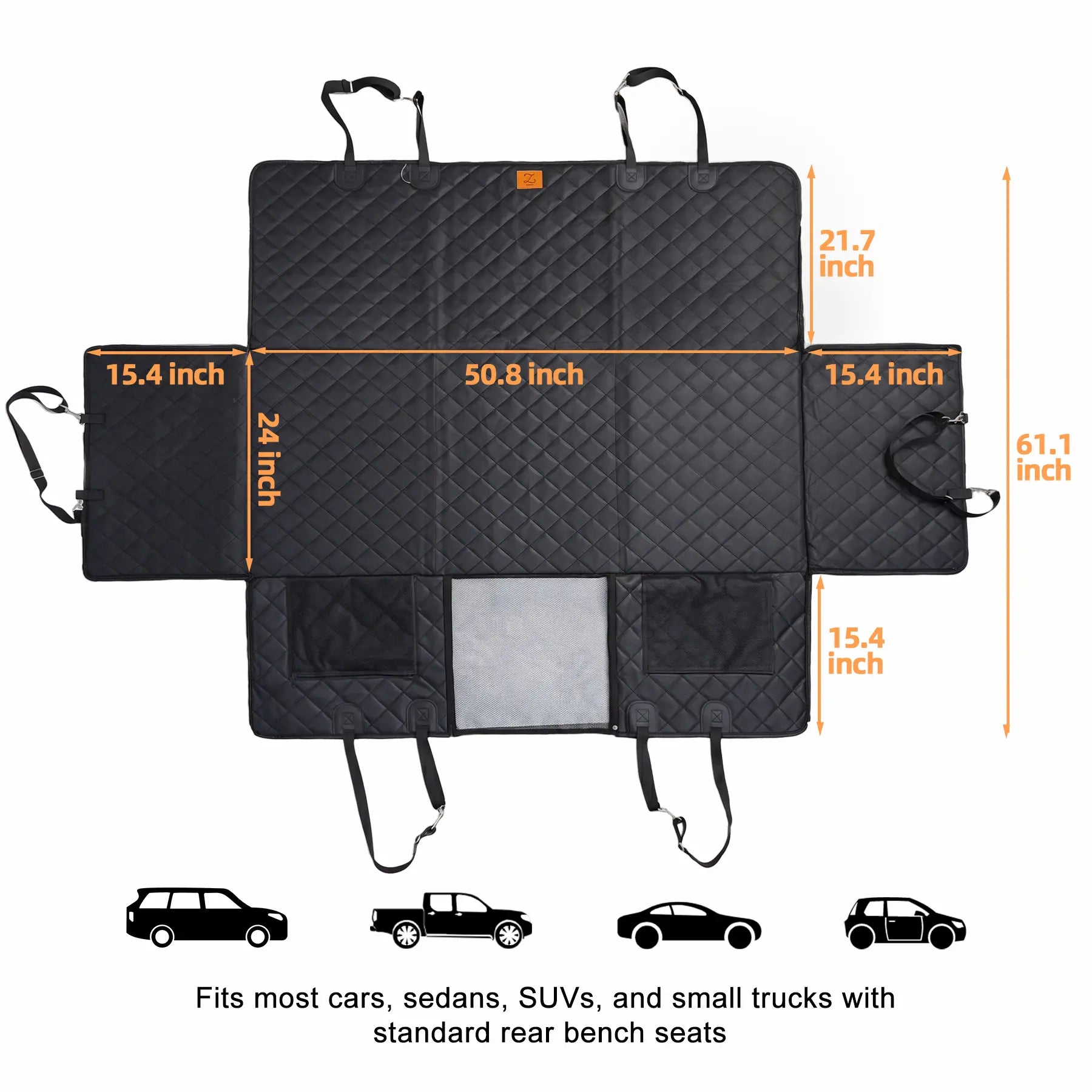 Zvrpet Waterproof Dog Car Seat Cover with Mesh Window - Heavy Duty Scratch-Resistant Pet Hammock for SUVs and Trucks, Large Size, Non-Slip Design with High-Strength PP Support Board