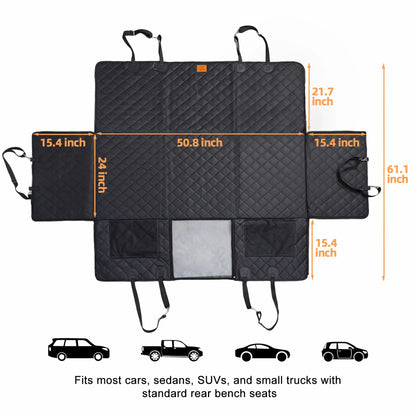 Zvrpet Waterproof Dog Car Seat Cover with Mesh Window - Heavy Duty Scratch-Resistant Pet Hammock for SUVs and Trucks, Large Size, Non-Slip Design with High-Strength PP Support Board