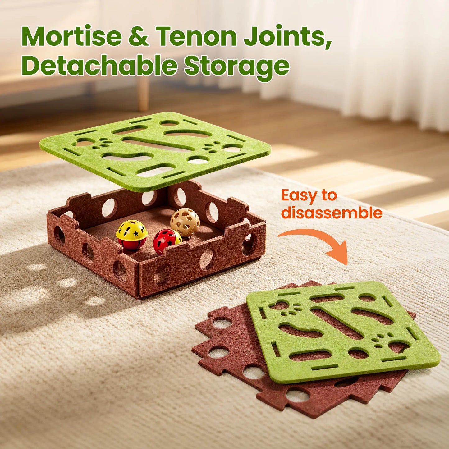 Potaroma Interactive Felt Maze Cat Puzzle Toy with Jingle Balls - Enrichment Activity for Kittens and Adult Cats to Alleviate Boredom and Promote Playfulness
