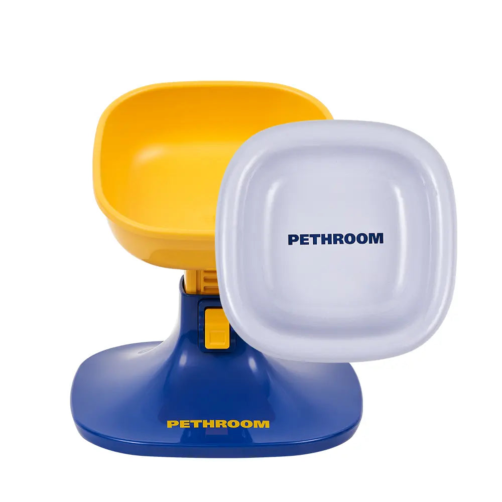 PETHROOM Adjustable Height Feeding Stand with Non-Slip Stability and Durable Ceramic Bowls for Dogs and Cats