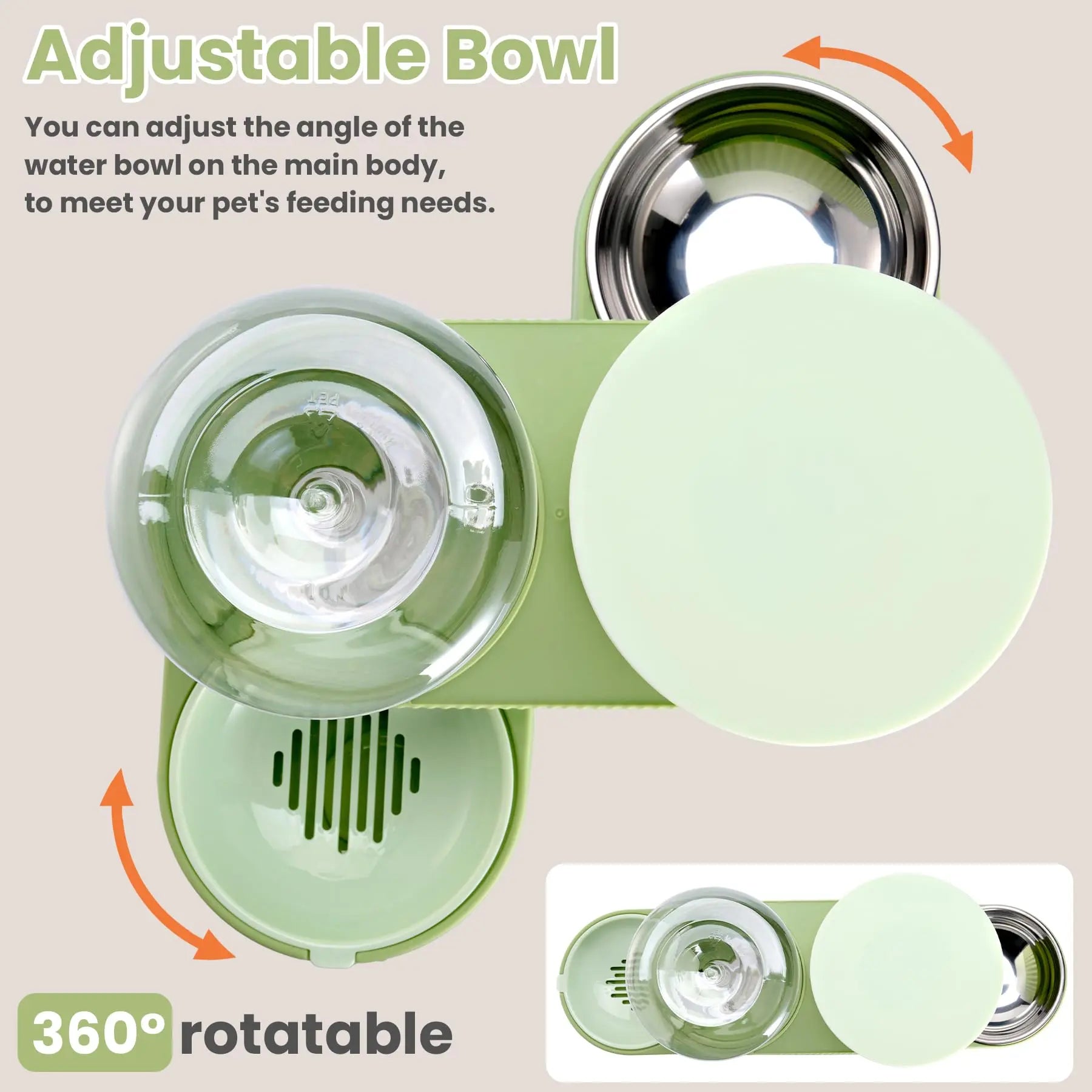 Kacoomi Gravity Pet Feeder and Water Dispenser Set for Cats and Small Dogs, 2-Pack with Large Capacity Stainless Steel Bowls