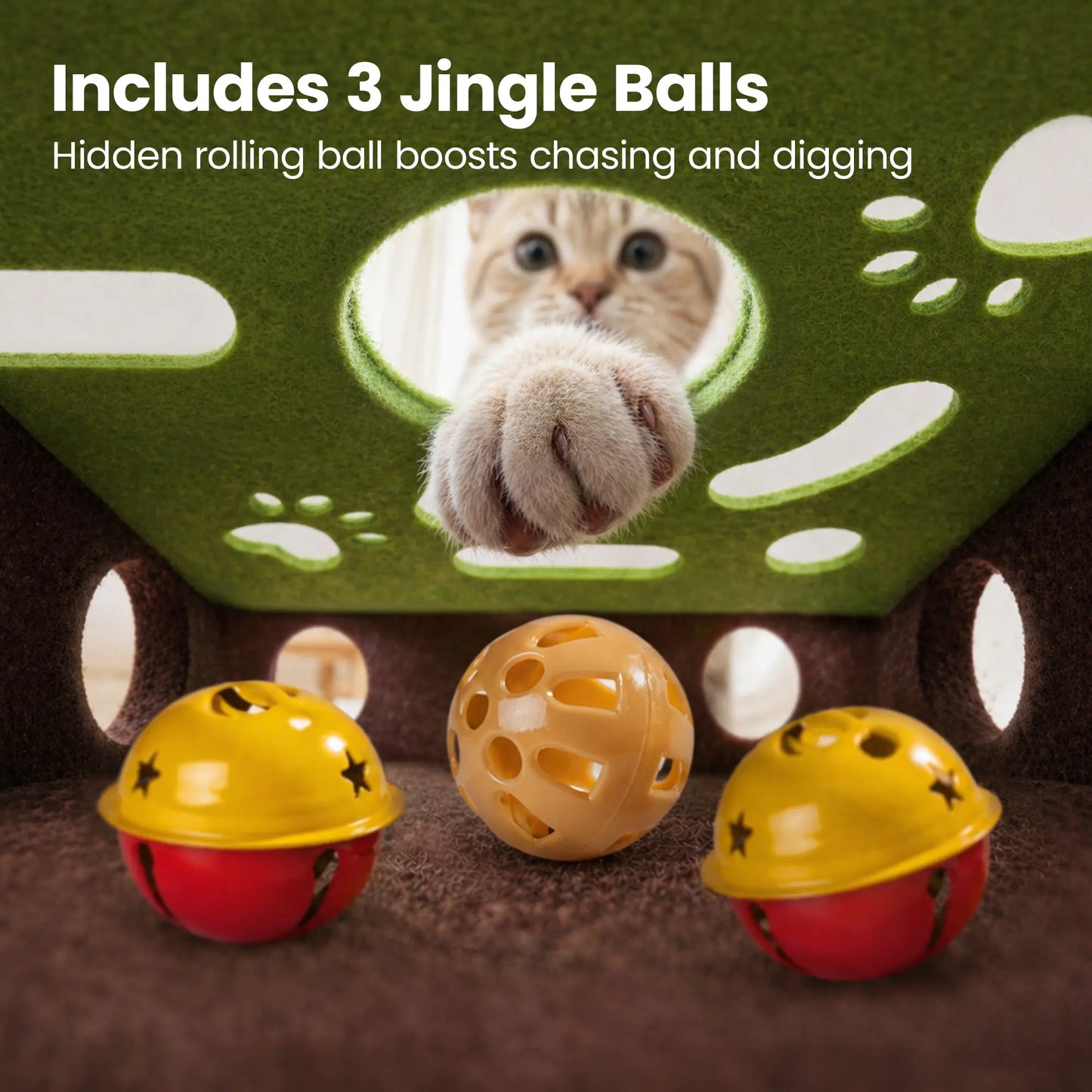 Potaroma Interactive Felt Maze Cat Puzzle Toy with Jingle Balls - Enrichment Activity for Kittens and Adult Cats to Alleviate Boredom and Promote Playfulness