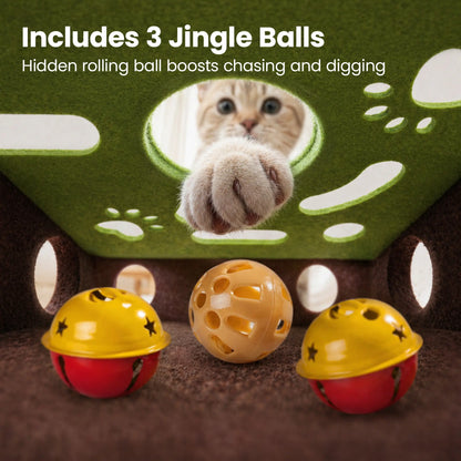 Potaroma Interactive Felt Maze Cat Puzzle Toy with Jingle Balls - Enrichment Activity for Kittens and Adult Cats to Alleviate Boredom and Promote Playfulness