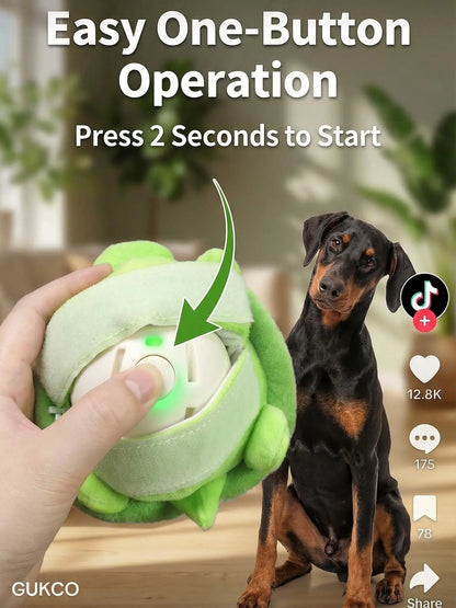 Interactive Motion-Activated Dog Ball - USB Rechargeable Automatic Rolling Toy with Squeaky Feature for Boredom Relief in Small, Medium, and Large Dogs and Cats - Durable Indoor and Outdoor Pet Toy