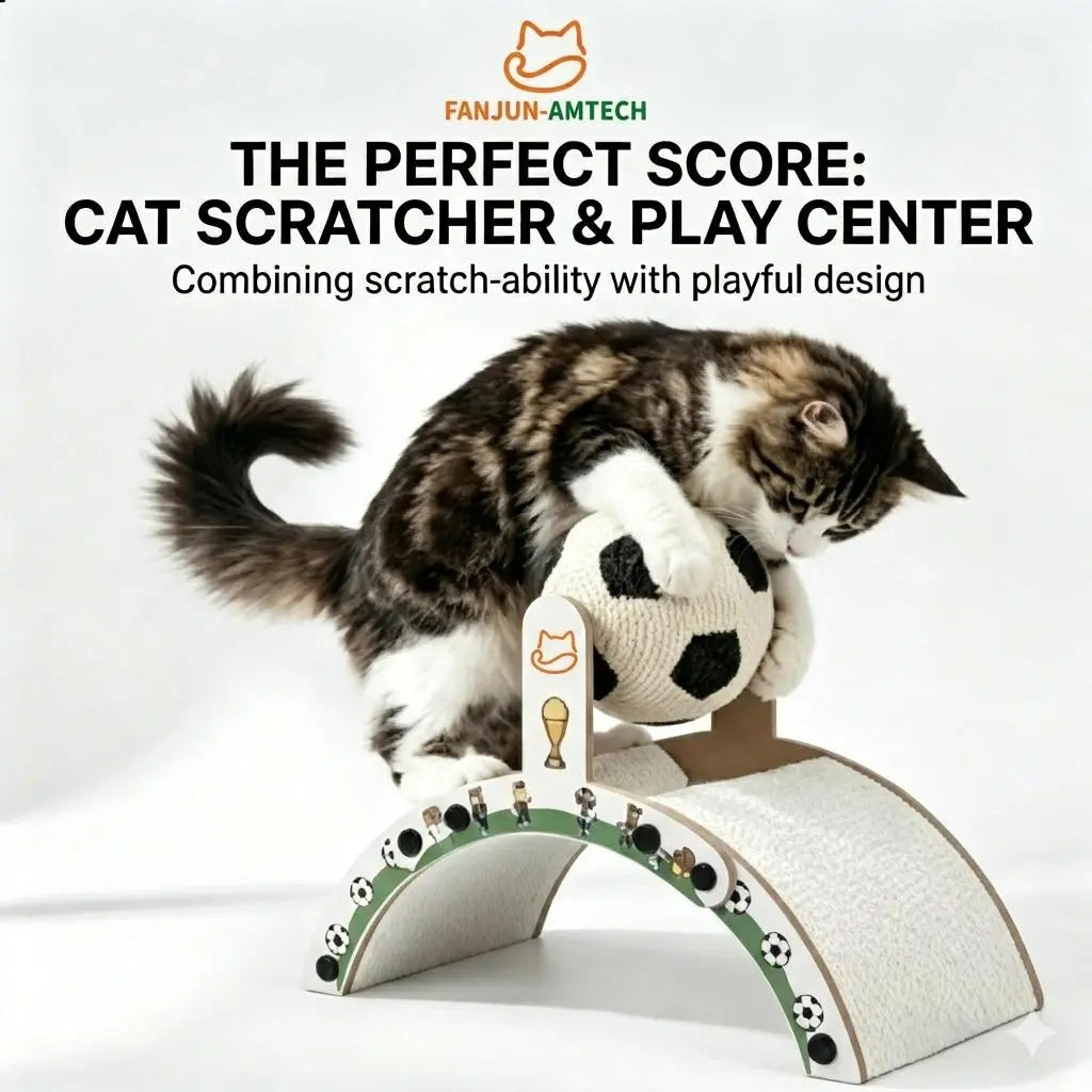Durable Cat Scratching Post with Soccer Ball - Upgraded Hardened Corrugated Cardboard Arch Bridge - Soccer-Themed Cat Furniture for Indoor Use by Dealsforyoudays