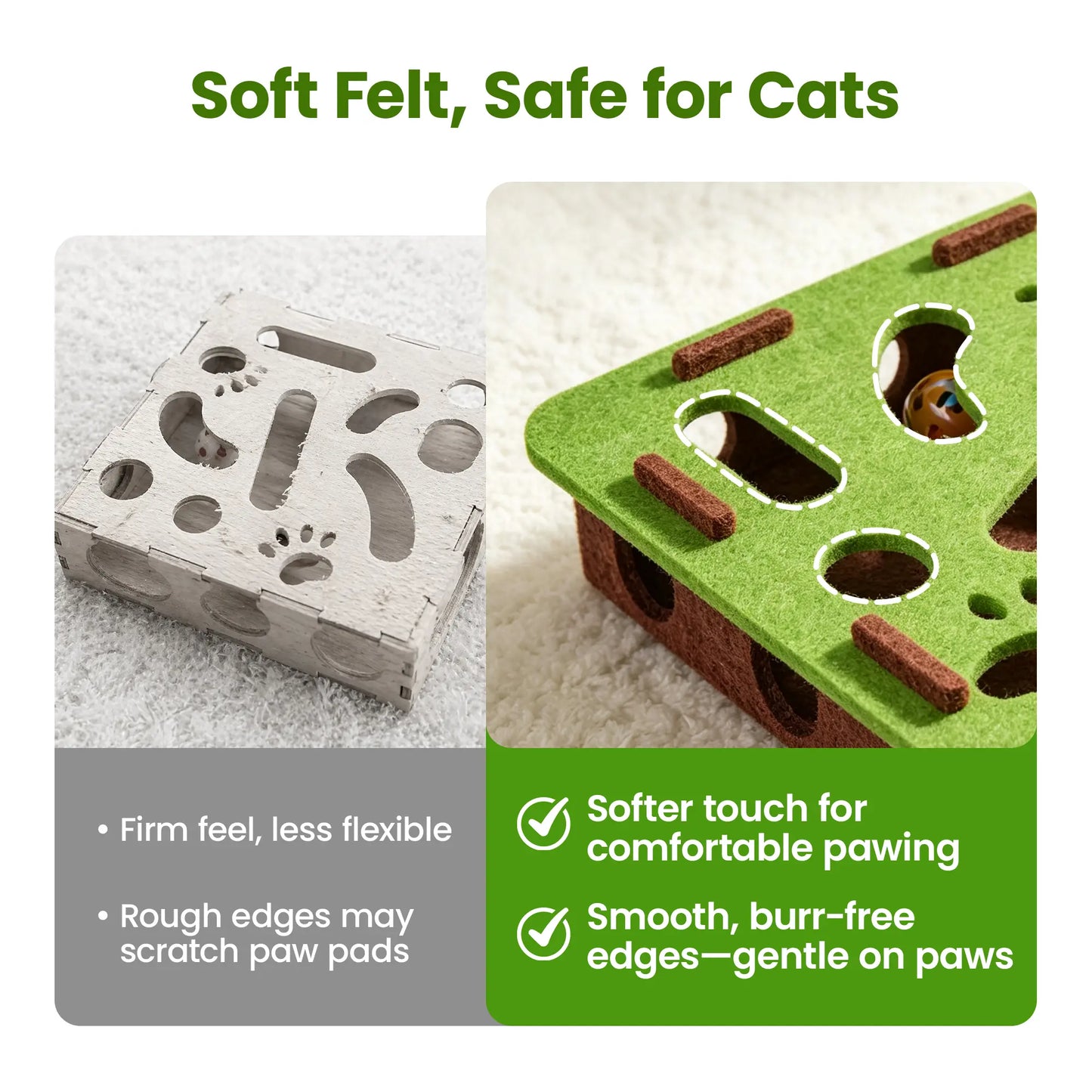 Potaroma Interactive Felt Maze Cat Puzzle Toy with Jingle Balls - Enrichment Activity for Kittens and Adult Cats to Alleviate Boredom and Promote Playfulness