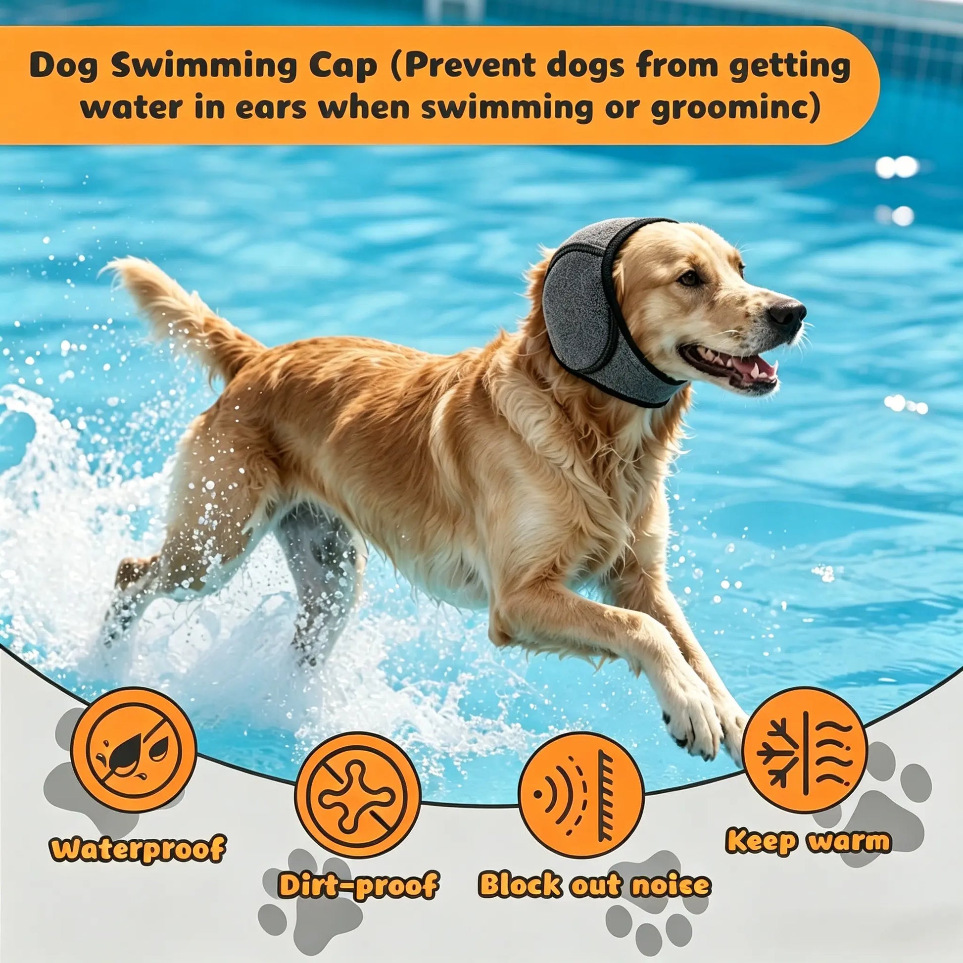 Dog Ear Protection Muffs for Noise Reduction, Adjustable and Comfortable Calming Hood for Dogs During Fireworks, Bathing, and Swimming