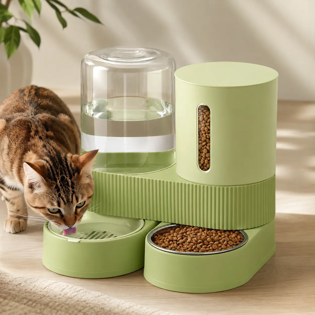 Kacoomi Gravity Pet Feeder and Water Dispenser Set for Cats and Small Dogs, 2-Pack with Large Capacity Stainless Steel Bowls