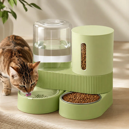 Kacoomi Gravity Pet Feeder and Water Dispenser Set for Cats and Small Dogs, 2-Pack with Large Capacity Stainless Steel Bowls