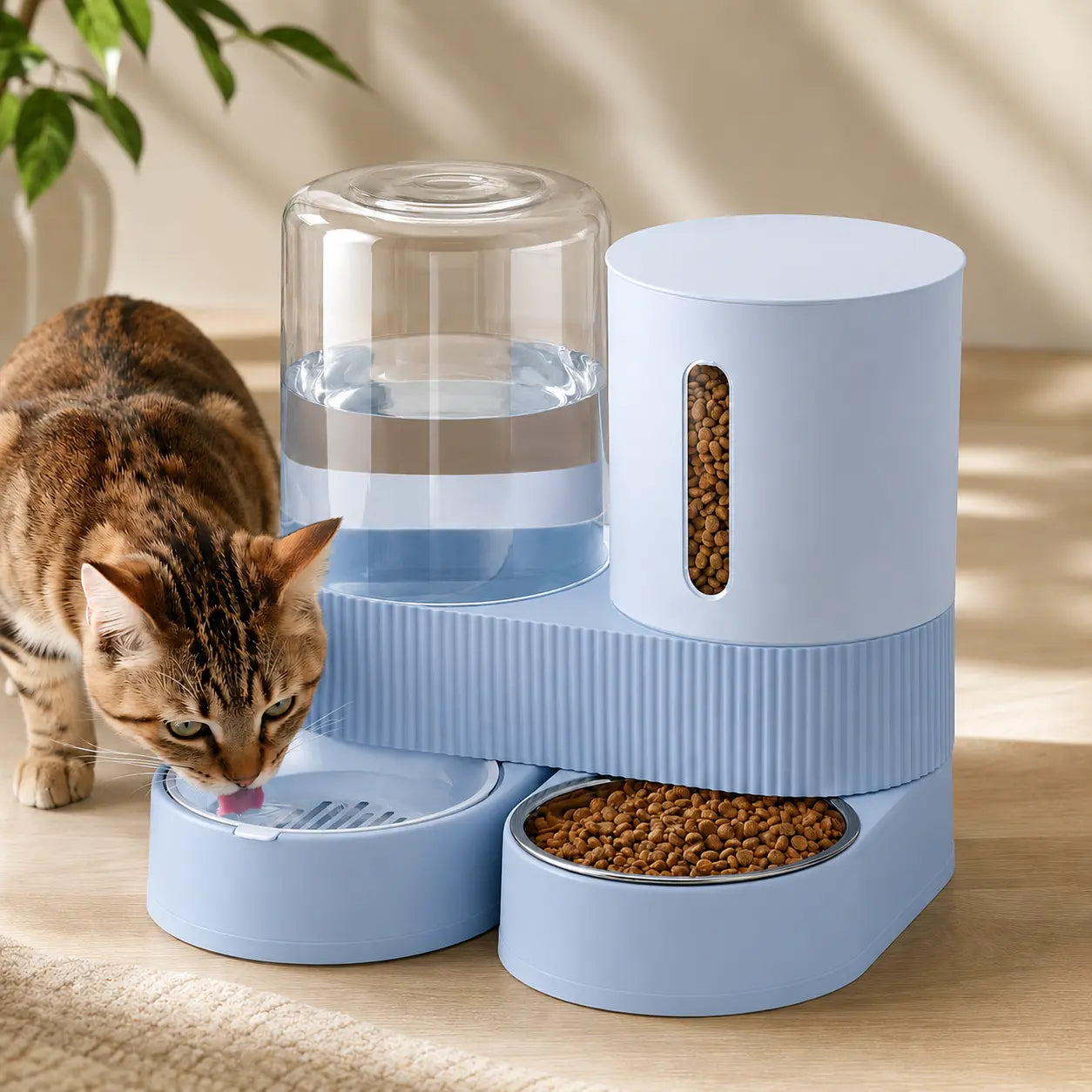Kacoomi Gravity Pet Feeder and Water Dispenser Set for Cats and Small Dogs, 2-Pack with Large Capacity Stainless Steel Bowls