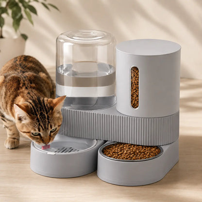 Kacoomi Gravity Pet Feeder and Water Dispenser Set for Cats and Small Dogs, 2-Pack with Large Capacity Stainless Steel Bowls
