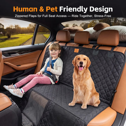 Zvrpet Waterproof Dog Car Seat Cover with Mesh Window - Heavy Duty Scratch-Resistant Pet Hammock for SUVs and Trucks, Large Size, Non-Slip Design with High-Strength PP Support Board