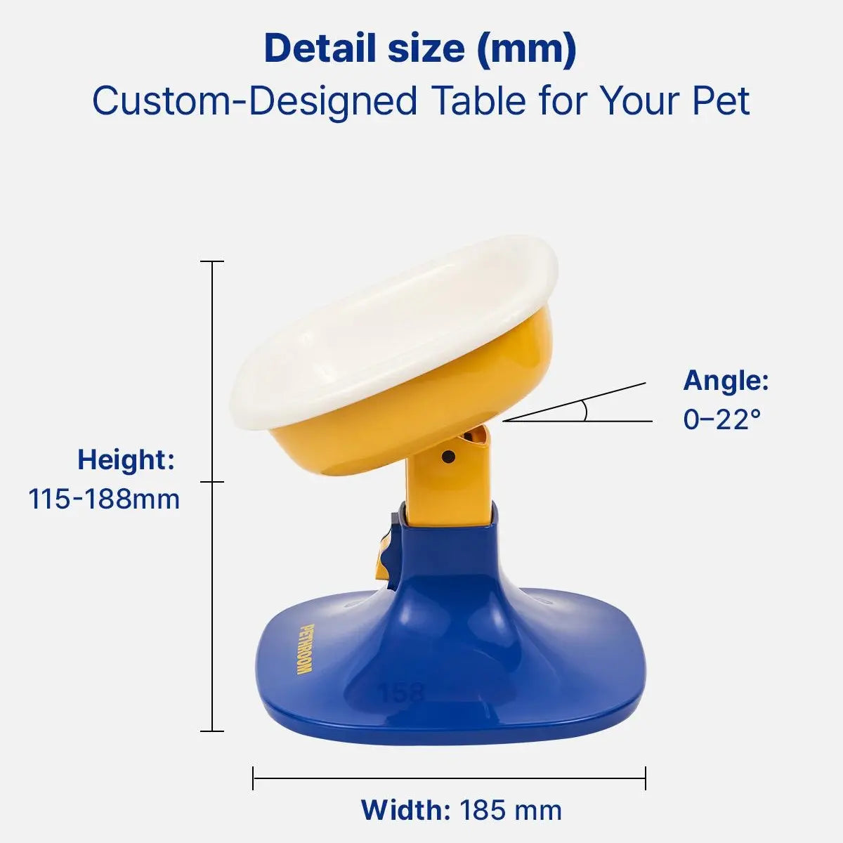 PETHROOM Adjustable Height Feeding Stand with Non-Slip Stability and Durable Ceramic Bowls for Dogs and Cats