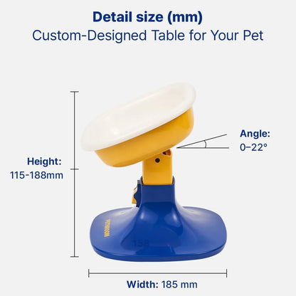 PETHROOM Adjustable Height Feeding Stand with Non-Slip Stability and Durable Ceramic Bowls for Dogs and Cats