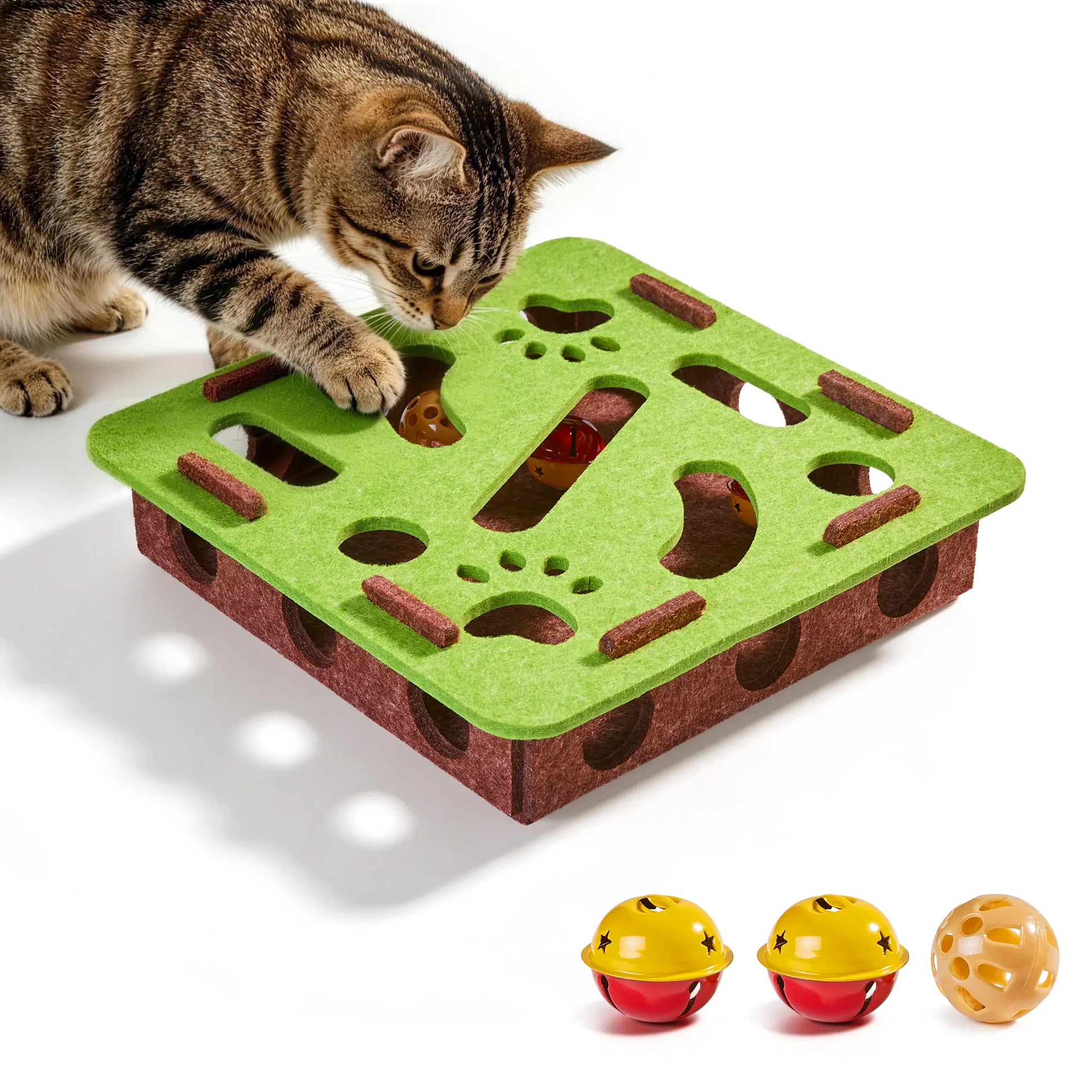 Potaroma Interactive Felt Maze Cat Puzzle Toy with Jingle Balls - Enrichment Activity for Kittens and Adult Cats to Alleviate Boredom and Promote Playfulness