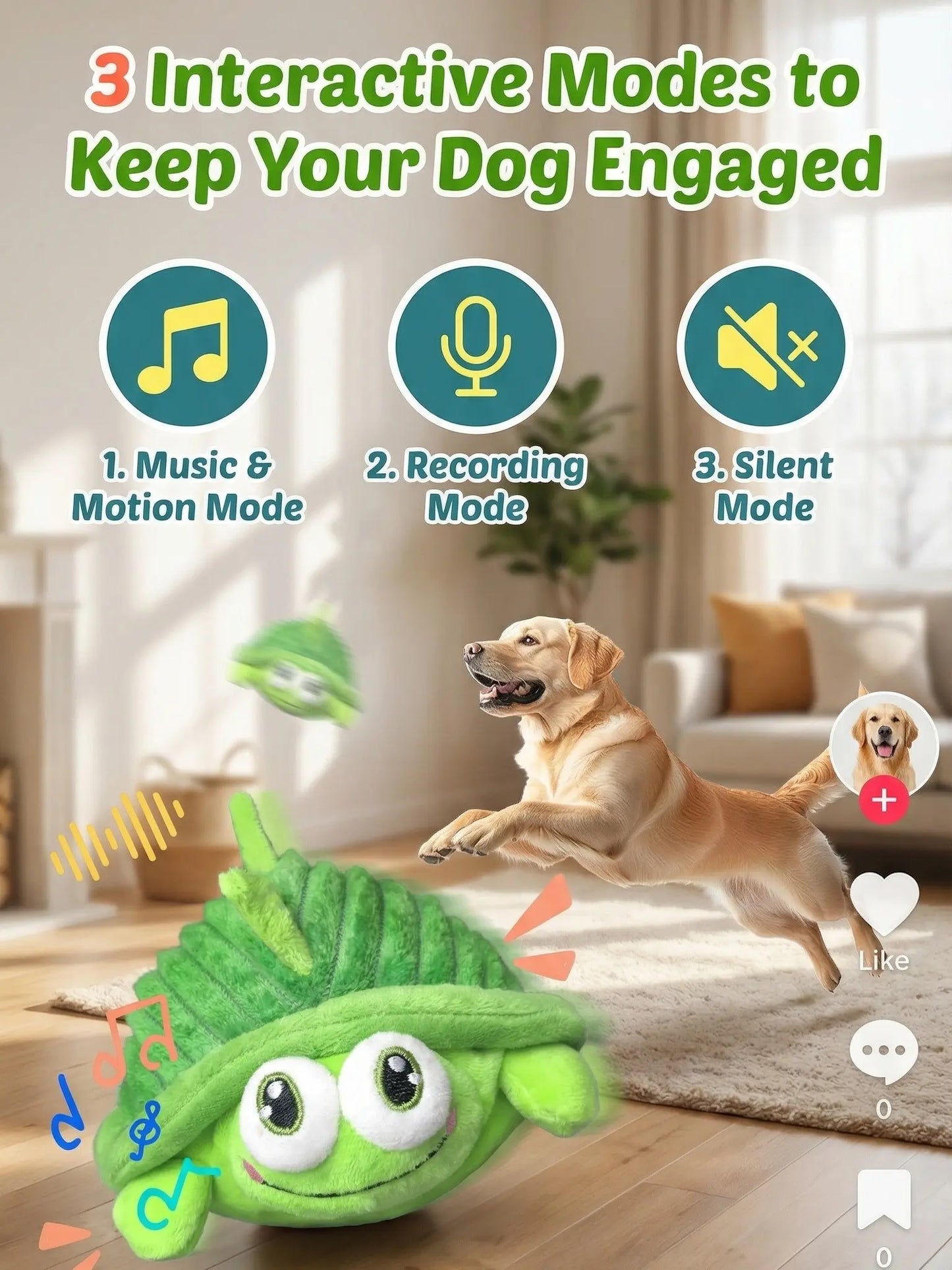 Interactive Motion-Activated Dog Ball - USB Rechargeable Automatic Rolling Toy with Squeaky Feature for Boredom Relief in Small, Medium, and Large Dogs and Cats - Durable Indoor and Outdoor Pet Toy