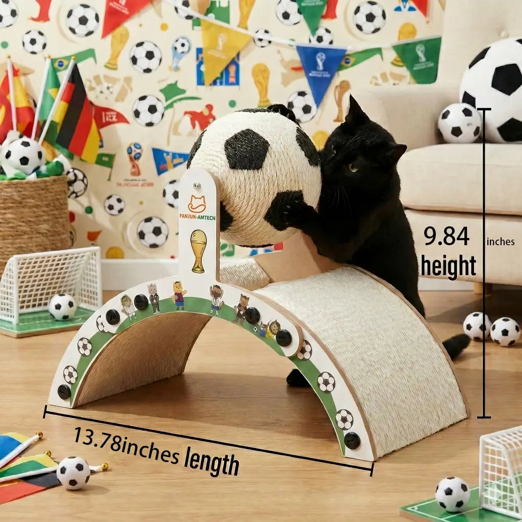 Durable Cat Scratching Post with Soccer Ball - Upgraded Hardened Corrugated Cardboard Arch Bridge - Soccer-Themed Cat Furniture for Indoor Use by Dealsforyoudays