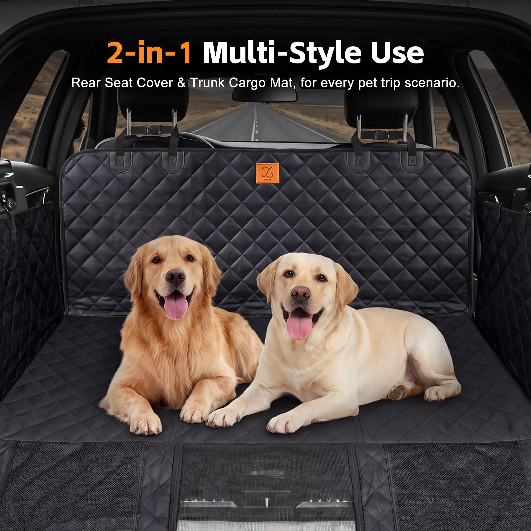 Zvrpet Waterproof Dog Car Seat Cover with Mesh Window - Heavy Duty Scratch-Resistant Pet Hammock for SUVs and Trucks, Large Size, Non-Slip Design with High-Strength PP Support Board