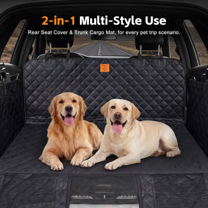 Zvrpet Waterproof Dog Car Seat Cover with Mesh Window - Heavy Duty Scratch-Resistant Pet Hammock for SUVs and Trucks, Large Size, Non-Slip Design with High-Strength PP Support Board