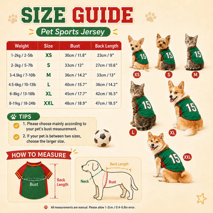 Pet Sports Jersey for Dogs and Cats - Lightweight Breathable Sleeveless Mesh Vest in Soccer Style for Small to Medium Pets, Ideal for Parties, Photos, Walks, and Game Day