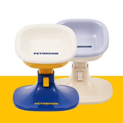 PETHROOM Adjustable Height Feeding Stand with Non-Slip Stability and Durable Ceramic Bowls for Dogs and Cats